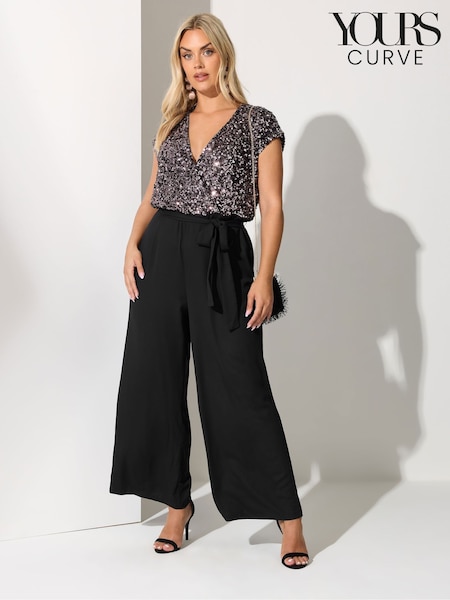 Yours Curve Brown London 2-in-1 Sequin Jumpsuit (V14726) | €81