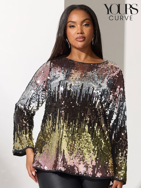 وردي - Yours Curve London Multi Bow Back Sequin Ombre Top (V14767) | ‏291 د.إ.‏