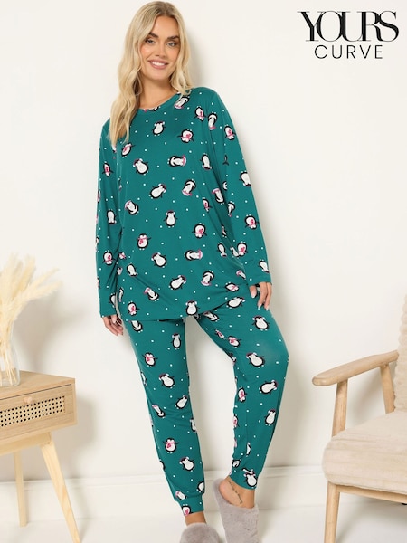 Yours Curve Light Blue Soft Touch Long Sleeve Pyjamas Set (V14782) | R$ 305