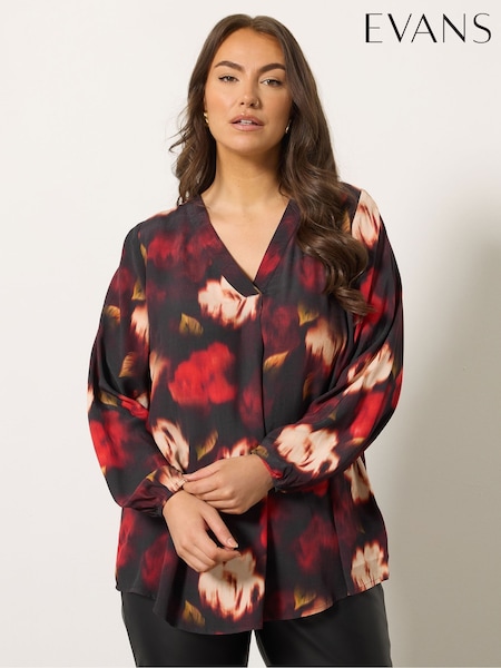 Evans Blurred Floral Black Top (V14858) | €50