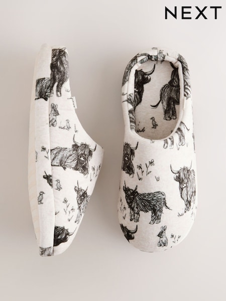 Neutral Hamish Sketch Plush Mule Slippers (V14886) | $26