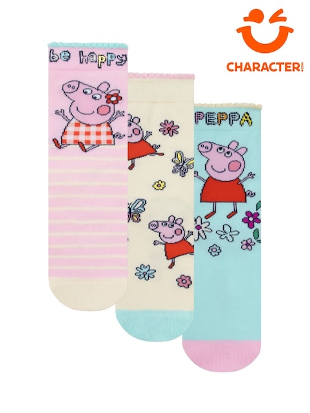 Character Pink Peppa Pig 3 Pack Ankle Socks (V15004) | €15.50