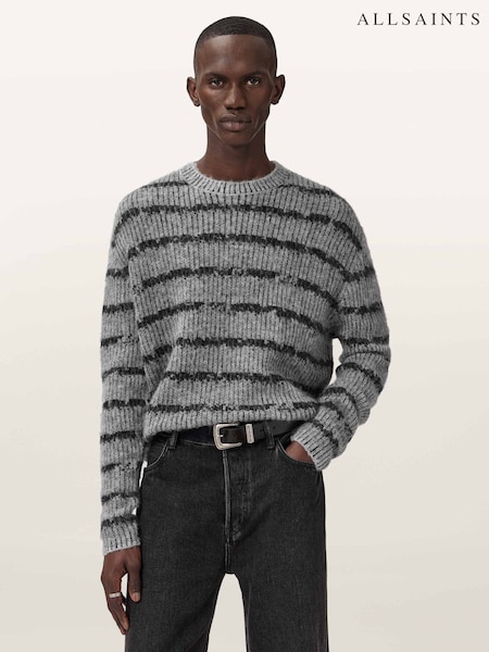 AllSaints Grey Dissolved Crew Jumper (V15284) | R$ 1.570