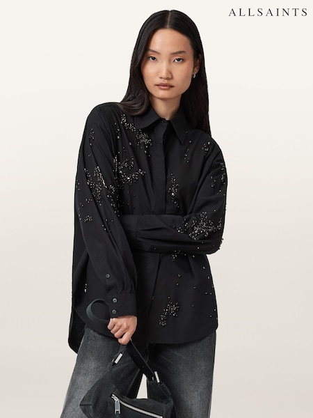 AllSaints Black Gemi Emb Shirt (V15290) | R$ 1.965