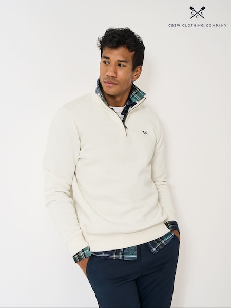 Crew Clothing White Classic Half Zip Sweatshirt (V15427) | €83