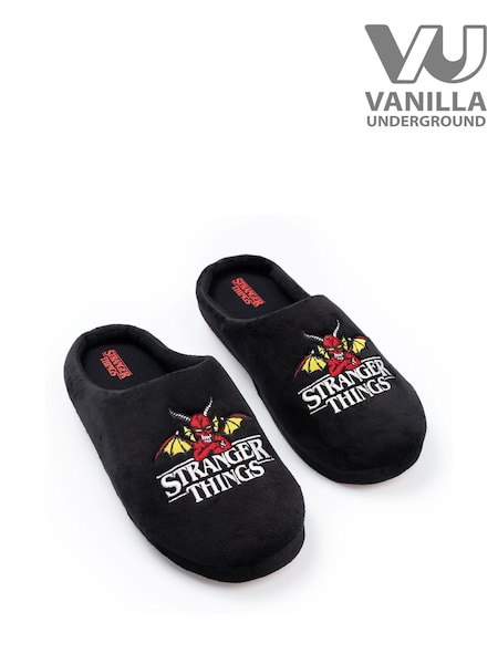 Vanilla Underground Black Stranger Things Mule Slippers (V15505) | €25