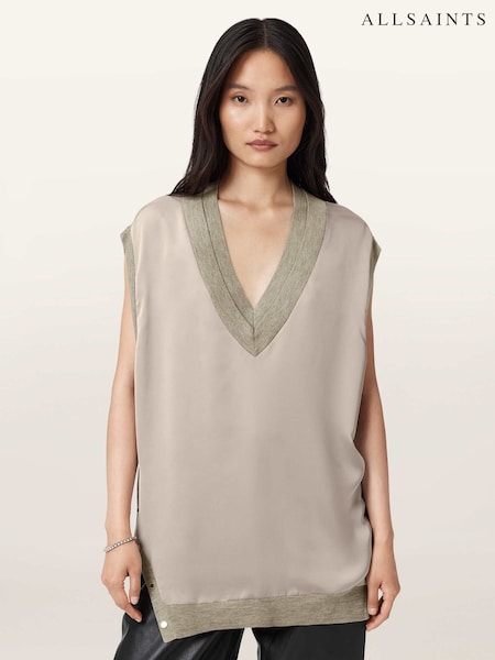 AllSaints Brown Bern Stud Tank Top (V15511) | €158