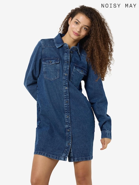 NOISY MAY Blue Long Sleeve Denim Dress (V15655) | €53