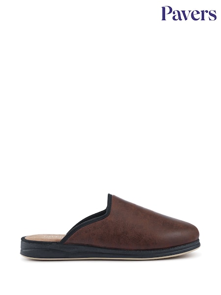 Pavers Dark Brown Wide Fit Supportive Mule Slippers (V15753) | €35