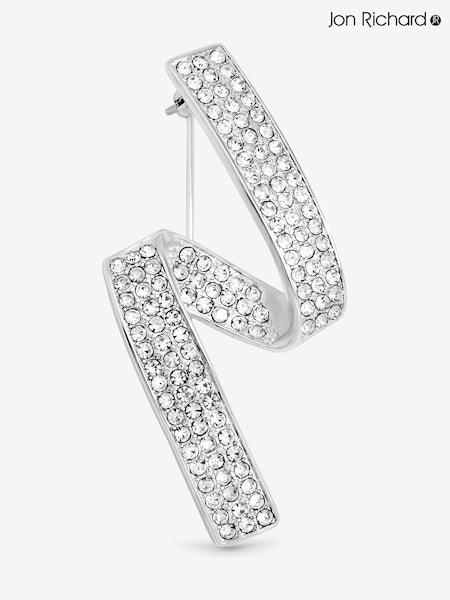 Jon Richard Silver Plated Contempoary Pave Brooch Gift Box Set (V15764) | AED116