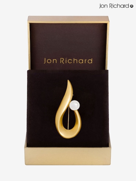 Jon Richard Gold Plated Satin Swirl and Pearl Brooch Gift Box (V15767) | €22.50