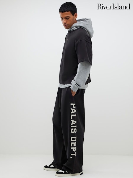 River Island Black Palais Dept Wide Fit Joggers (V15854) | €51