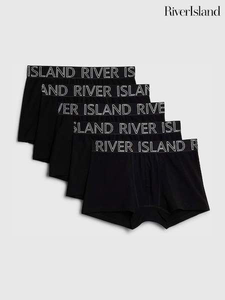 River Island Black Waist Band Trunks 5 Pack (V15863) | €33