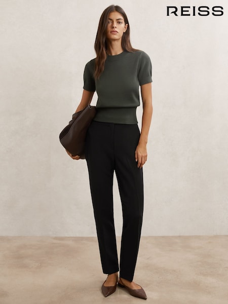 Reiss Black Gabriel Tapered Button-Detail Trousers (V16011) | €145