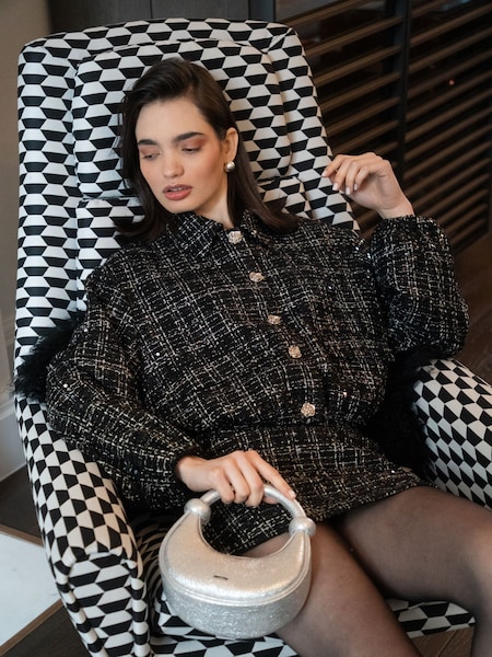 Amy Lynn Marnie Sequin Boucle Cropped Jacket (V16126) | R$ 1.075