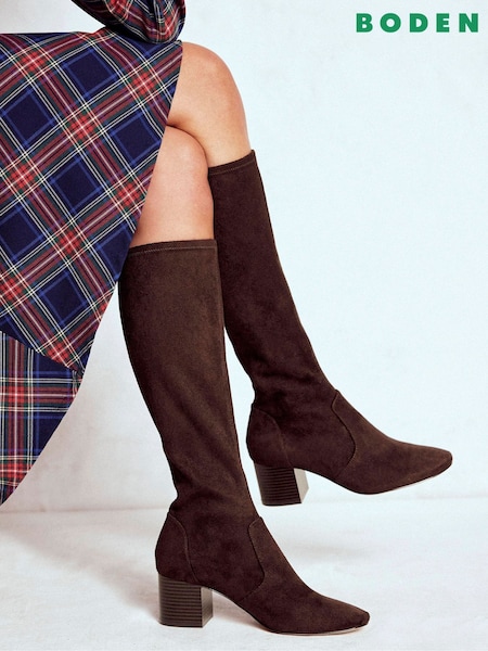 Boden Brown Stretch Knee Heel Boots (V16151) | €201