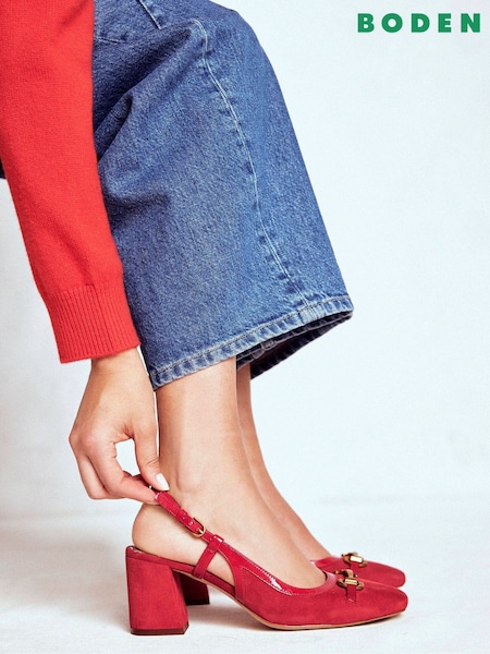 Vermelho - Boden Iris Snaffle Slingback Heels (V16160) | R$ 1.375