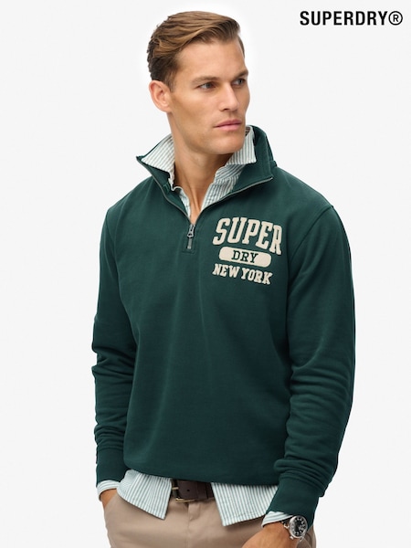 Superdry Green Vintage Athletic Zip Half-Zip Jumper (V16179) | €84
