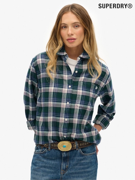 Superdry Green Check Flannel Boyfriend Shirt (V16184) | 198 QAR
