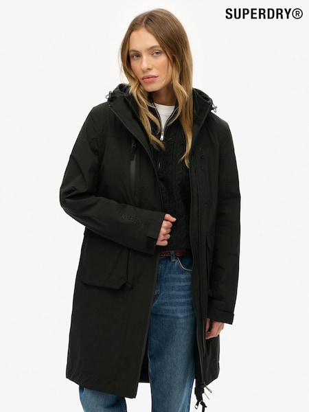 Superdry Black Hooded Longline Shell Parka (V16255) | €167