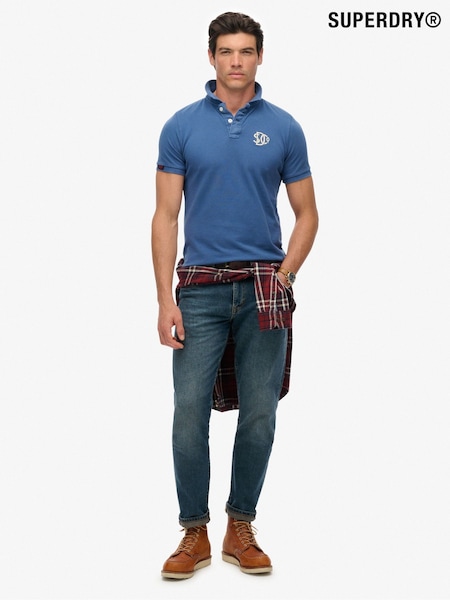Superdry Blue Vintage Athletic Embroidered Polo Shirt (V16256) | €53