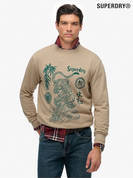 Superdry Brown Tokyo Narrative Loose Sweat Top (V16281) | €76