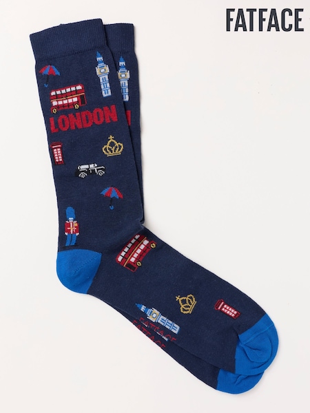Navy - Regular Fatface London Socks
