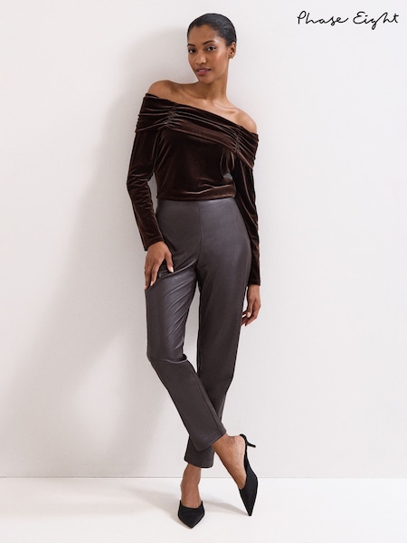 Phase Eight Brown Mya PU Crop Trousers (V16391) | €108