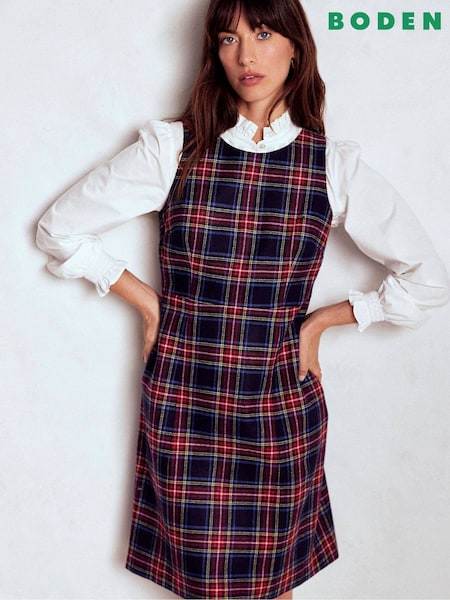 Boden Blue Annie Check Shift Dress (V16444) | €206