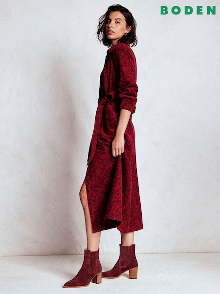 Boden Red Clara Cord Midi Dress (V16451) | €221