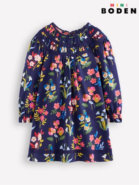 Boden Blue Pretty Lace Trim Jersey Dress (V16478) | €45 - €54