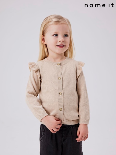 Name It White Frill Shoulder Button Down Knit Cardigan (V16556) | €25