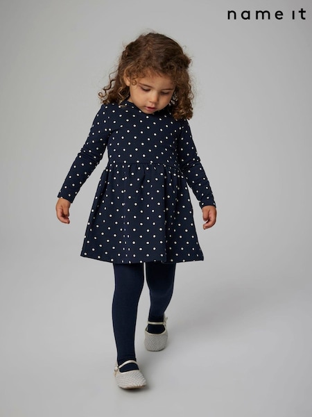 Name It Blue Sweat Long Sleeve Polkadot Dress (V16557) | €21