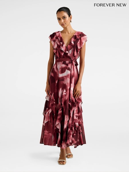 Forever New Red Naya Petite Ruffle Midi Dress (V16760) | €146