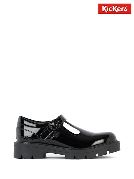 Kickers Black Junior Girls Kori T Bar Patent Leather Shoes (V16778) | €74