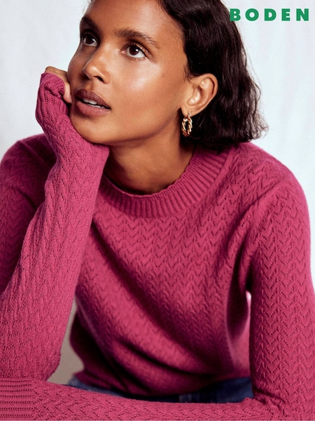 Boden Red Diane Pointelle Jumper (V16786) | €101