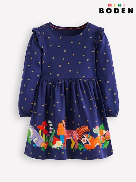 Boden Blue Appliqué Jersey Dress (V16794) | AED204 - AED227