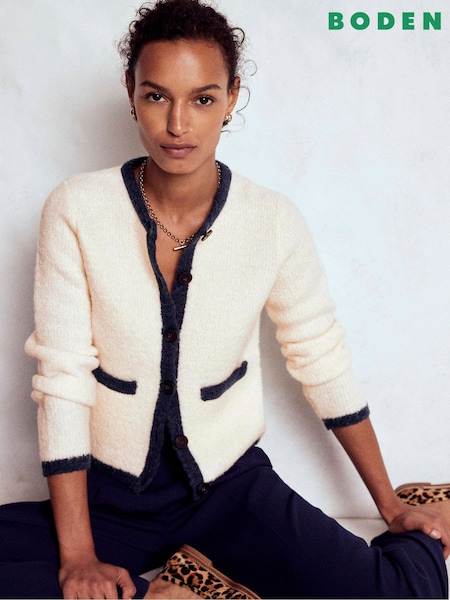 Boden Cream Holly Boucle Knitted Cardigan (V16800) | €164