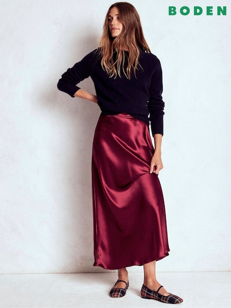 Boden Brown Bias Cut Maxi Slip Skirt (V16868) | €201