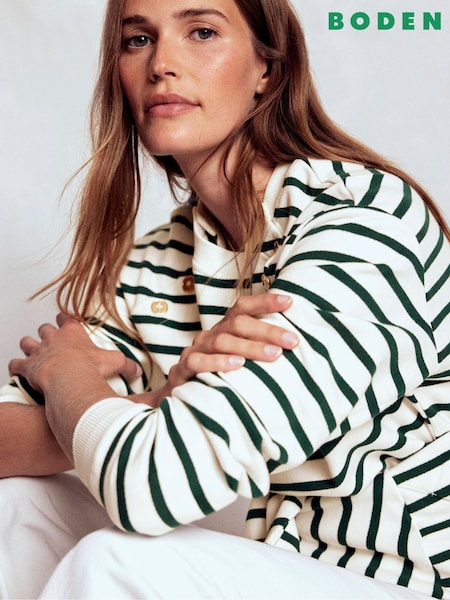 Boden Green Button Detail Sweatshirt (V16877) | €117