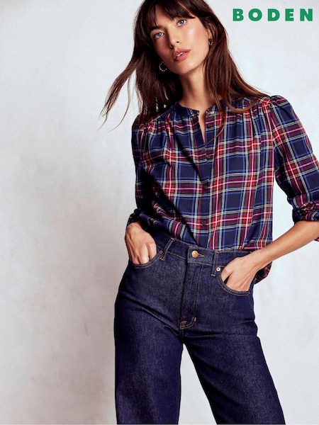 Boden Blue Layla Brushed Cotton Top (V16890) | €111
