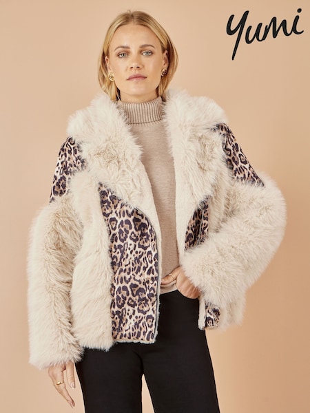 Yumi Fur Biker Jacket With Leopard Print (V16953) | € 112