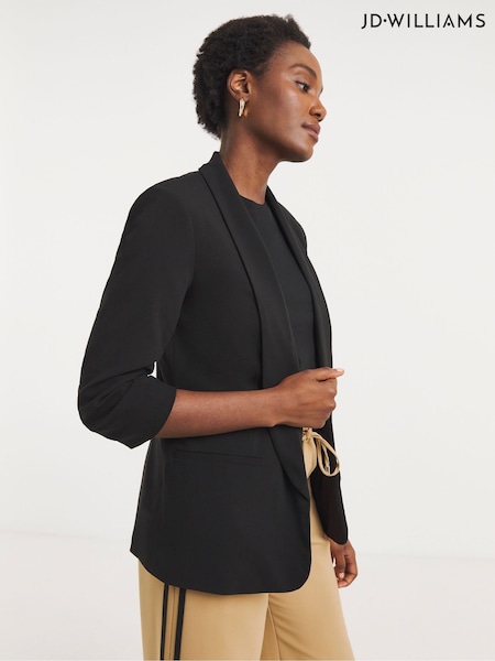 JD Williams Black Ruched Sleeve Blazer (V17018) | €59