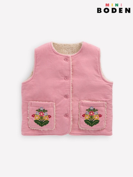 Boden Pink Embroidered Cord Gilet (V17024) | €54 - €61