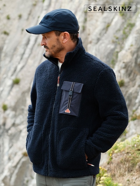Azul - Sealskinz Horsham Mens Sherpa Zip Up Fleece (V17074) | R$ 890