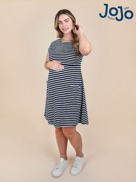 JoJo Maman Bébé Blue Short Sleeve Pocket Detail T-Shirt Mini Dress (V17152) | € 51