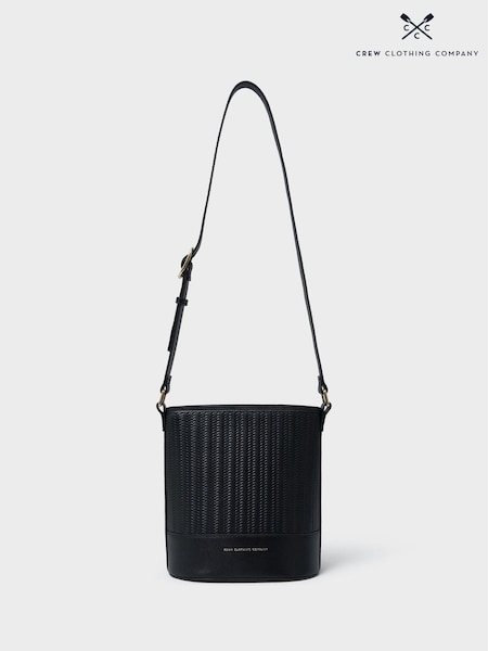 Crew Clothing Black Woven Emboss Leather Bucket Bag (V17246) | R$ 1.275
