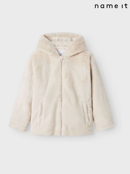 Name It Grey Faux Fur Hooded Zip Through Jacket (V17254) | 178 QAR