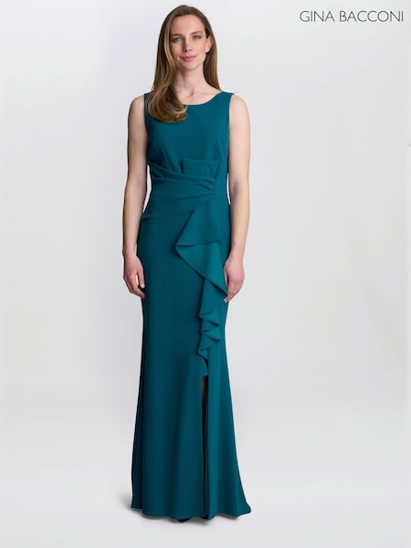 Gina Bacconi Green Jayden Crepe Maxi Dress (V17375) | €396