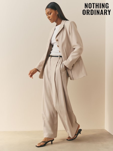 Nothing Ordinary Premium Tailored Wide Leg Trousers With Pleat Detail With Wool (V17573) | 514 LEI